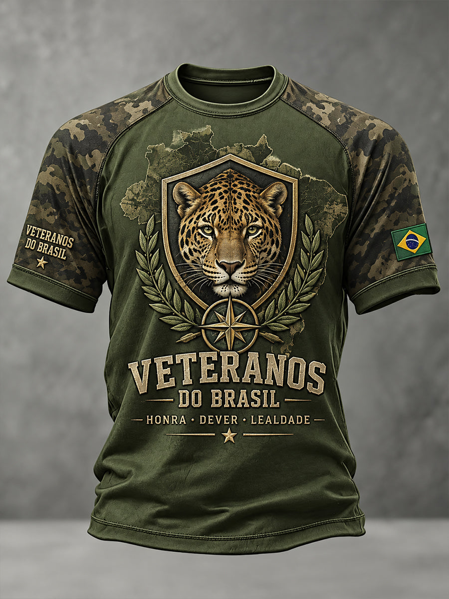 Camiseta masculina de manga curta com design raglan temático do Memorial dos Veteranos