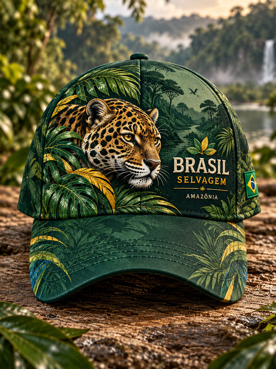 Chapéu de homem com estampas tropicais com tema de animais