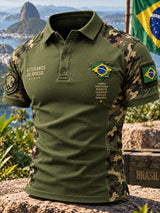 Camisa polo masculina de manga curta com estampas patrióticas temáticas de veteranos