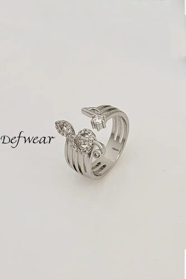 Stylish Musical Symbol Statement Ring Bright Silver