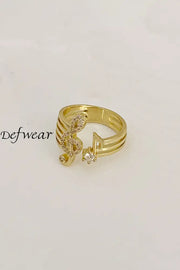 Stylish Musical Symbol Statement Ring Gold