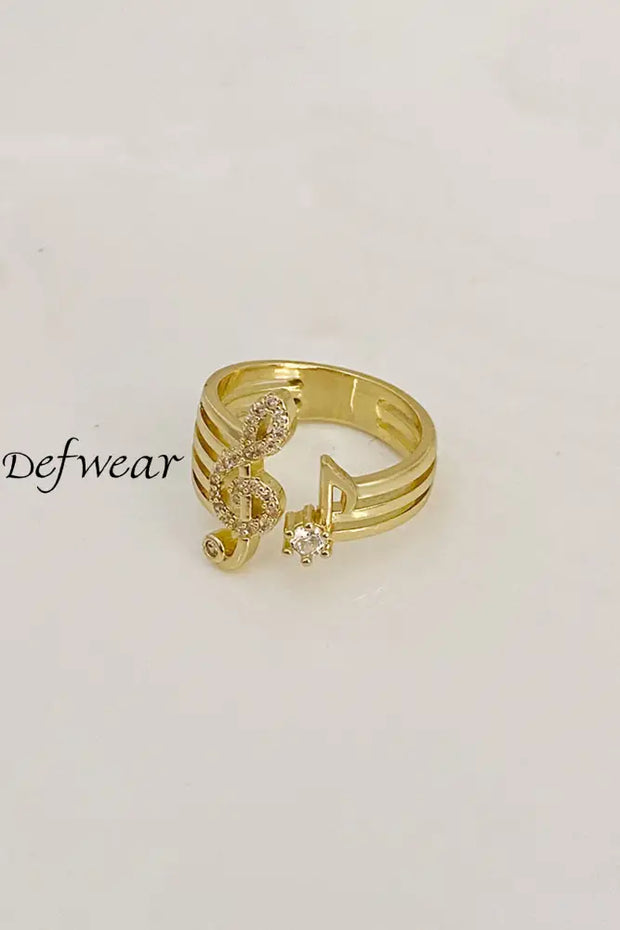 Stylish Musical Symbol Statement Ring Gold