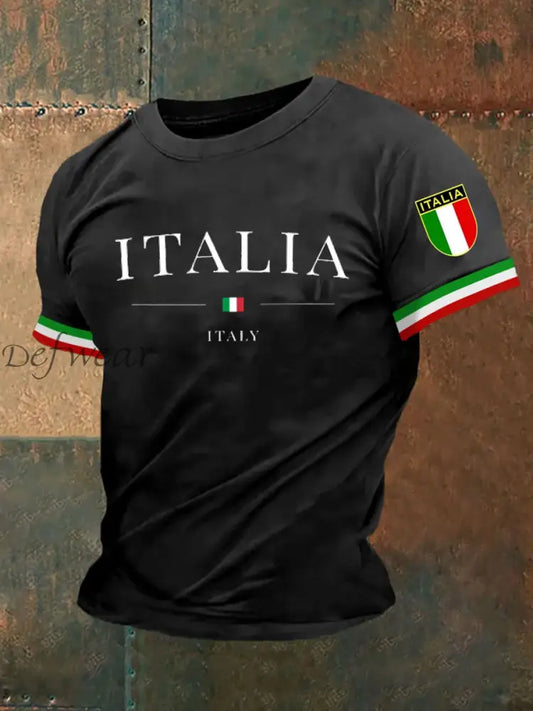 T-shirt da uomo stile italiano vintage con stampa artistica casual manica corta A / S