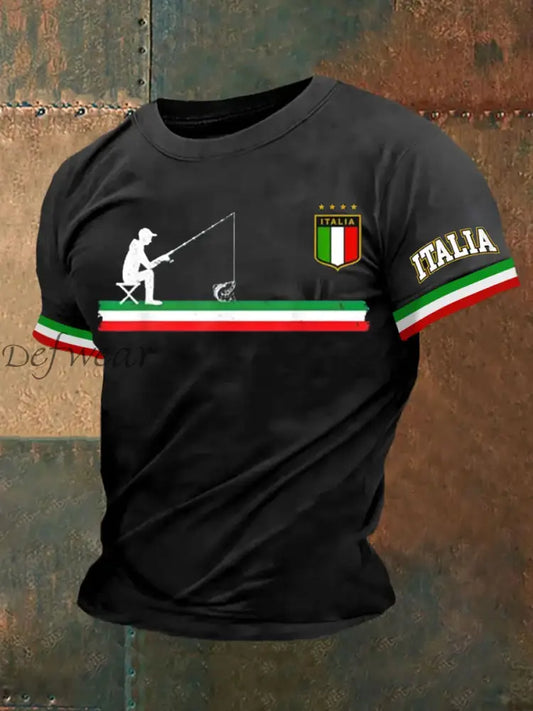 T-shirt da uomo stile italiano vintage con stampa artistica casual manica corta A / S