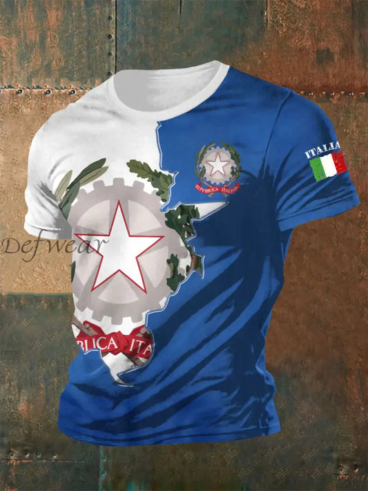T-shirt uomo stile italiano blu / S
