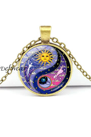 Time Gem Sun And Moon Pendant Necklace