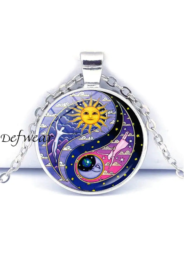 Time Gem Sun And Moon Pendant Necklace