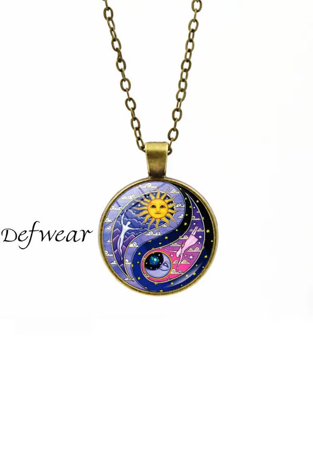 Time Gem Sun And Moon Pendant Necklace