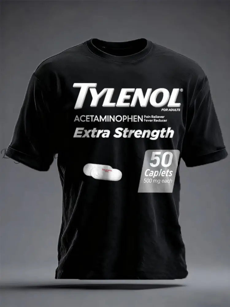 Unisex 8647 FDT Funny Tylenol Printed T-shirt Black / S