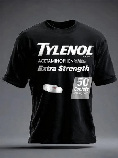 Unisex 8647 FDT Funny Tylenol Printed T-shirt Black / S