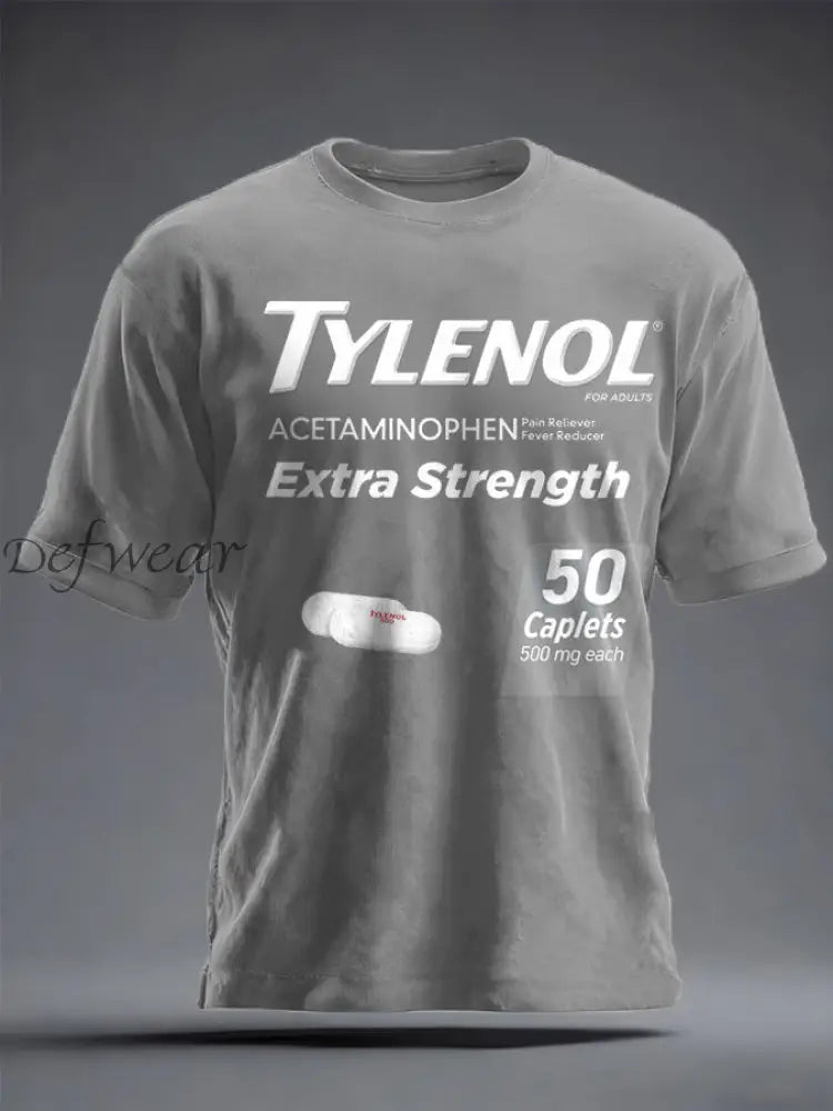 Unisex 8647 FDT Funny Tylenol Printed T-shirt Light Gray / S