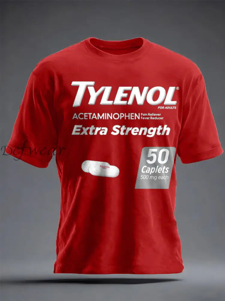 Unisex 8647 FDT Funny Tylenol Printed T-shirt Pure Red / S