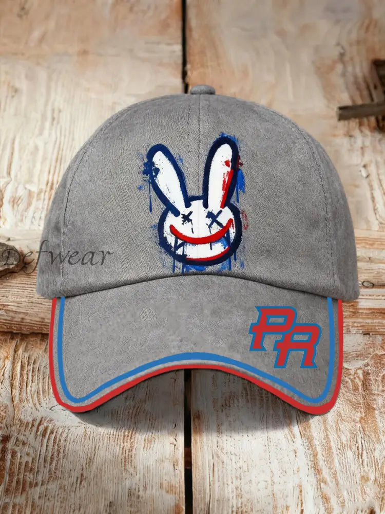 Unisex Bad Bunny Design Print Hat Gray / ONE