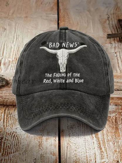 Unisex Bad News The Fading Of The Red White And Blue Print Hat Black / ONE