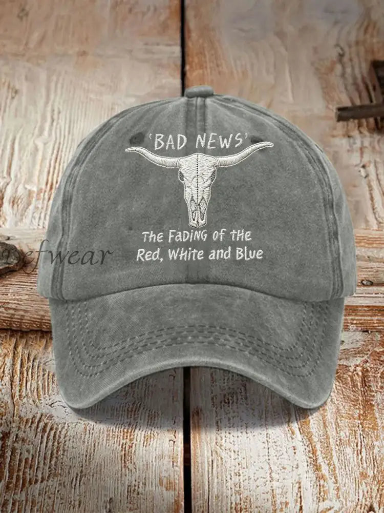 Unisex Bad News The Fading Of The Red White And Blue Print Hat Gray / ONE
