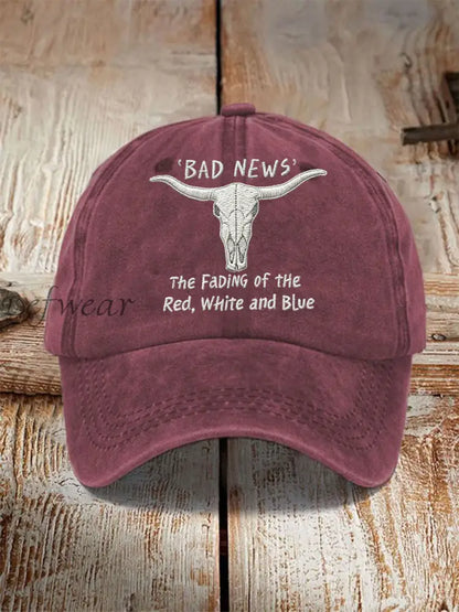 Unisex Bad News The Fading Of The Red White And Blue Print Hat Wine Red / ONE