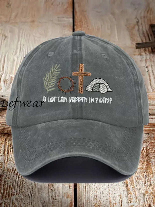 Unisex Easter Faith A Lot Can Happen In 7 Days Printed Hat Gray / JM