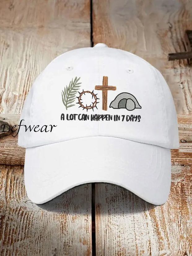 Unisex Easter Faith A Lot Can Happen In 7 Days Printed Hat White / JM