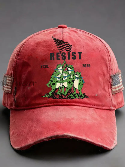 Unisex Frog Resist Print Hat Red / ONE