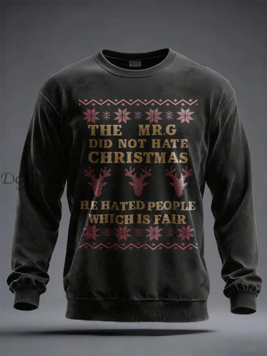 Unisex Funny Christmas Mr.G Printed Sweatshirt Black / S