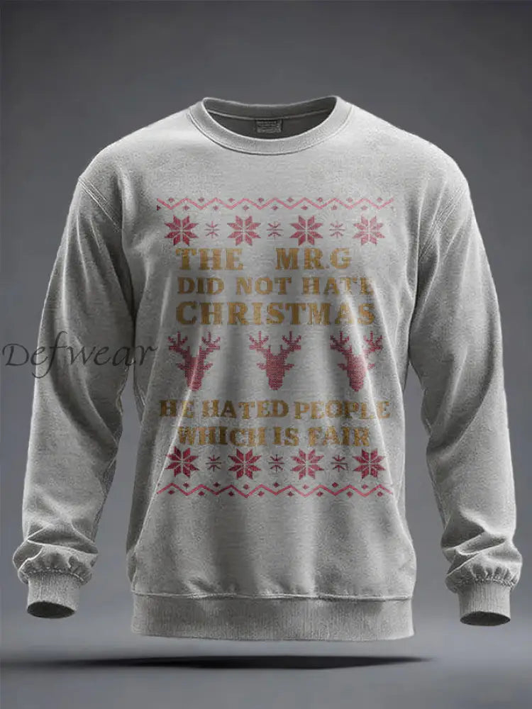 Unisex Funny Christmas Mr.G Printed Sweatshirt Light Gray / S
