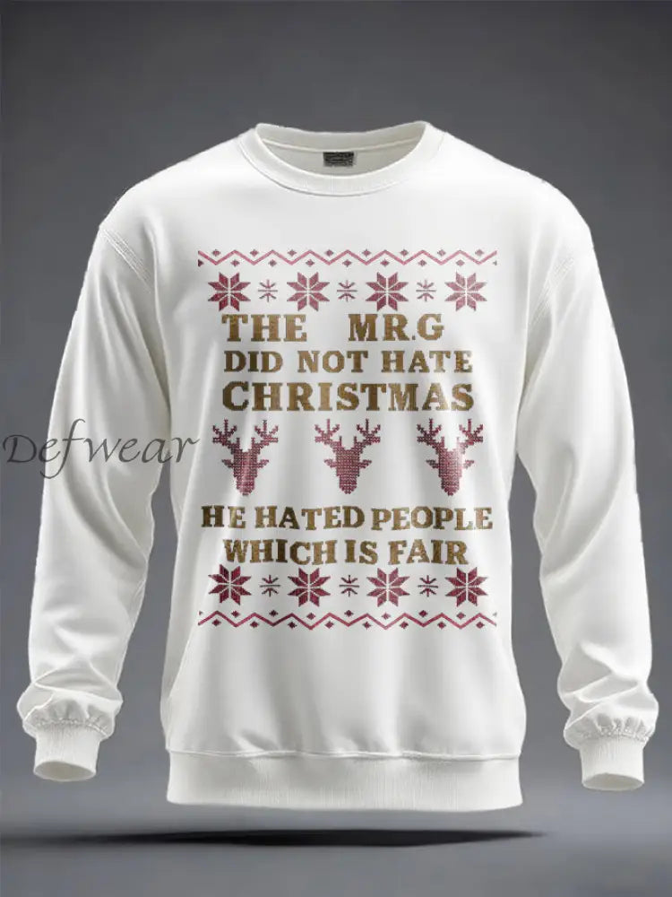 Unisex Funny Christmas Mr.G Printed Sweatshirt White / S