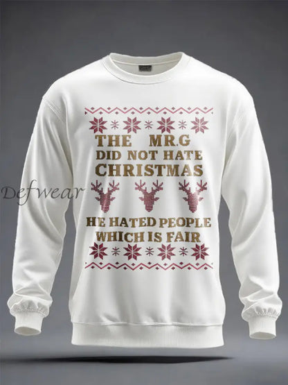 Unisex Funny Christmas Mr.G Printed Sweatshirt White / S