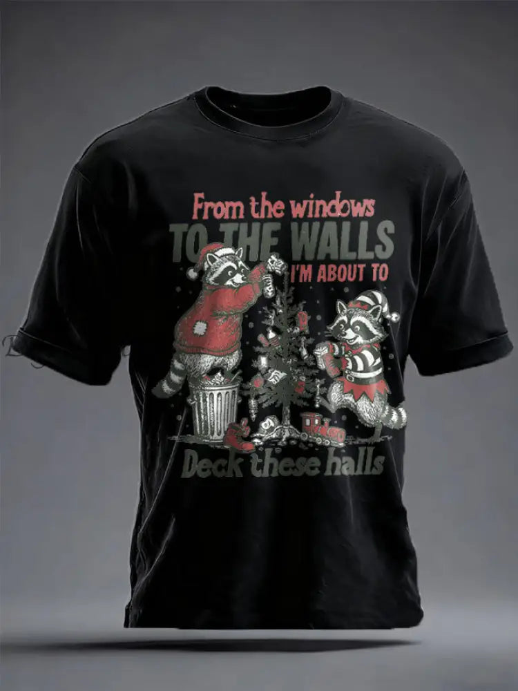 Unisex Funny Christmas Printed T-shirt Black / S