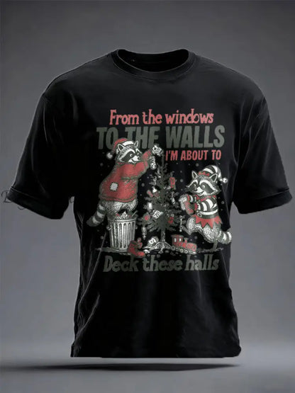 Unisex Funny Christmas Printed T-shirt Black / S