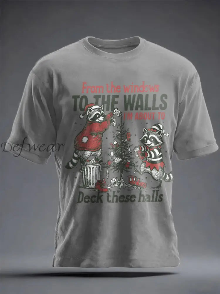 Unisex Funny Christmas Printed T-shirt Light Gray / S