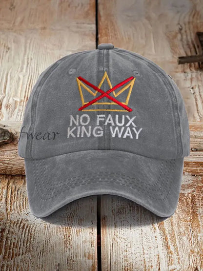 Unisex No Kings Design Print Hat Gray / ONE