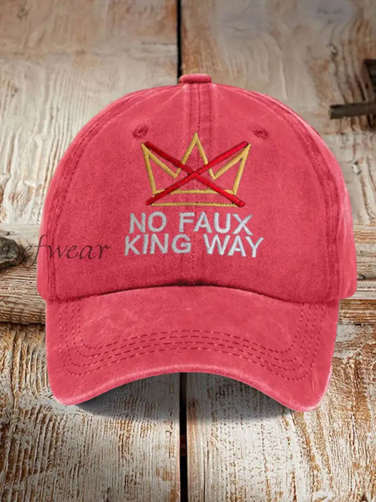 Unisex No Kings Design Print Hat Red / ONE