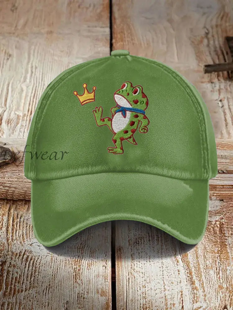 Unisex No Kings Resist Frog Point Print Hat Green / ONE