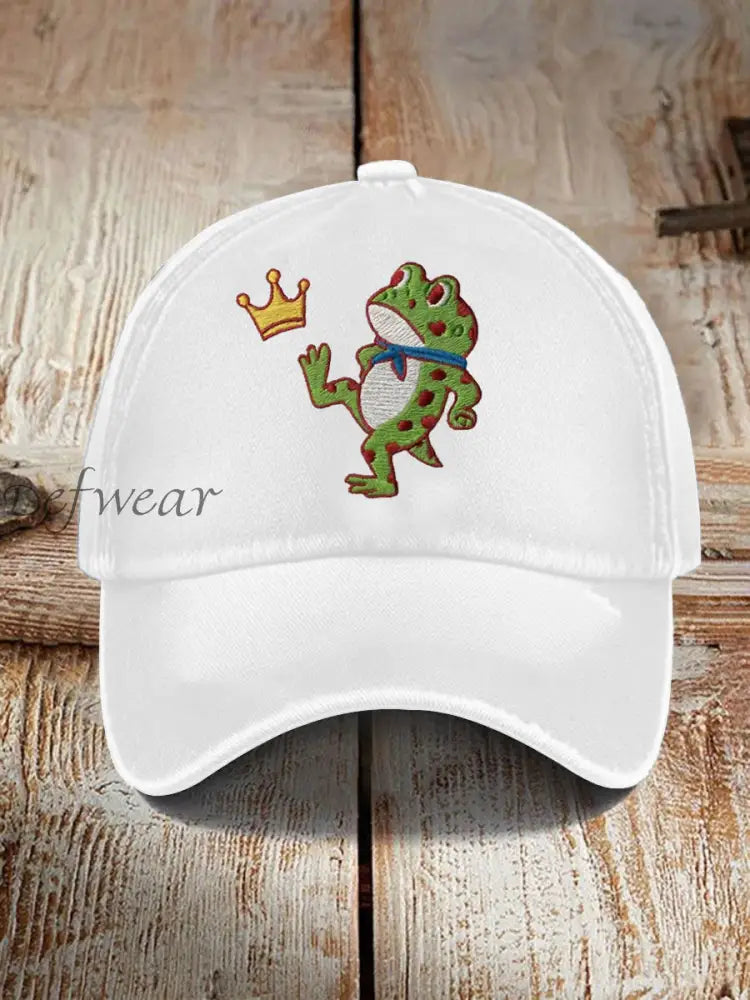Unisex No Kings Resist Frog Point Print Hat White / ONE