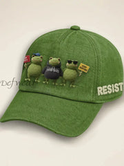 Unisex Portland Frog Crochet Art Cap Green / ONE