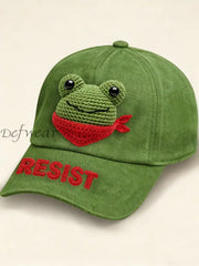 Unisex Portland Frog Crochet Art Cap Green / ONE