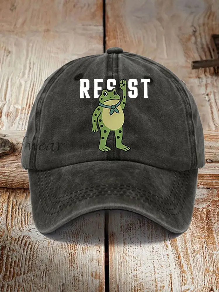 Unisex Portland Frog Print Hat Black / ONE