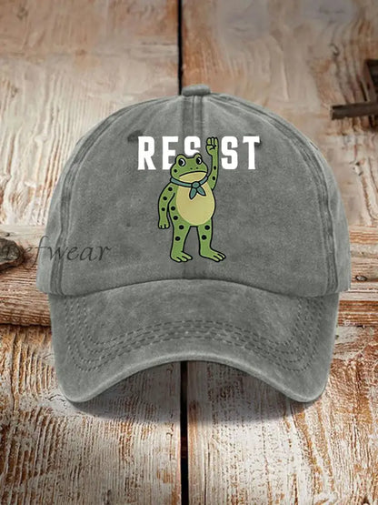 Unisex Portland Frog Print Hat Gray / ONE