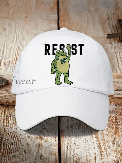 Unisex Portland Frog Print Hat White / ONE