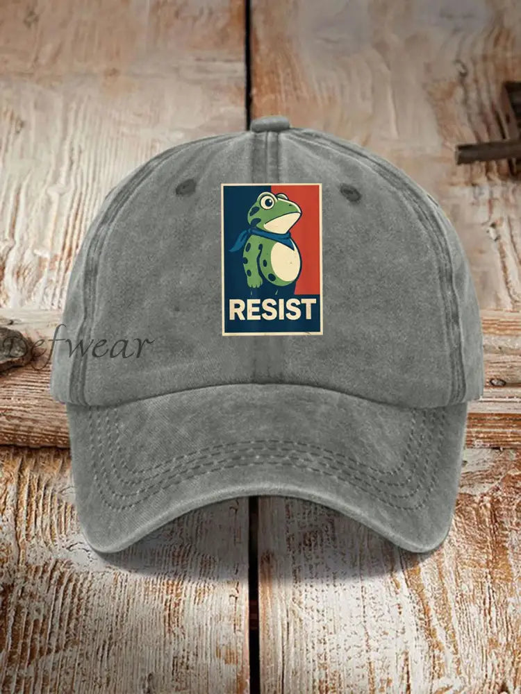 Unisex Portland Frog Resist Print Hat Gray / ONE