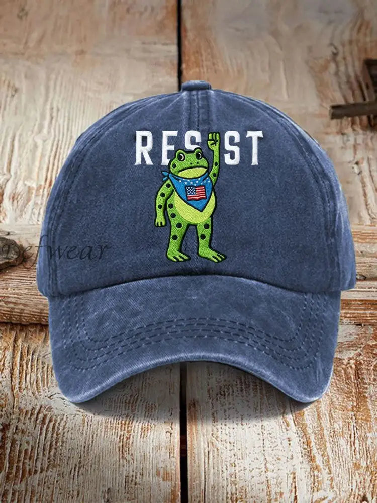 Unisex Portland Frog Resist Print Hat Navy Blue / ONE