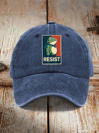 Unisex Portland Frog Resist Print Hat Navy Blue / ONE