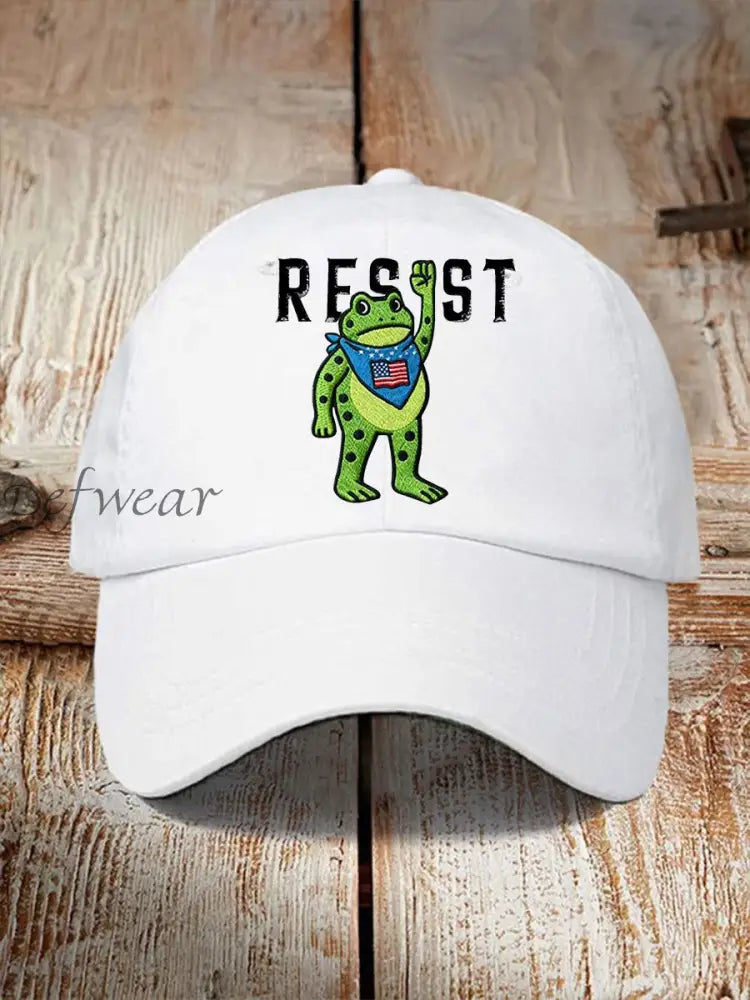 Unisex Portland Frog Resist Print Hat White / ONE
