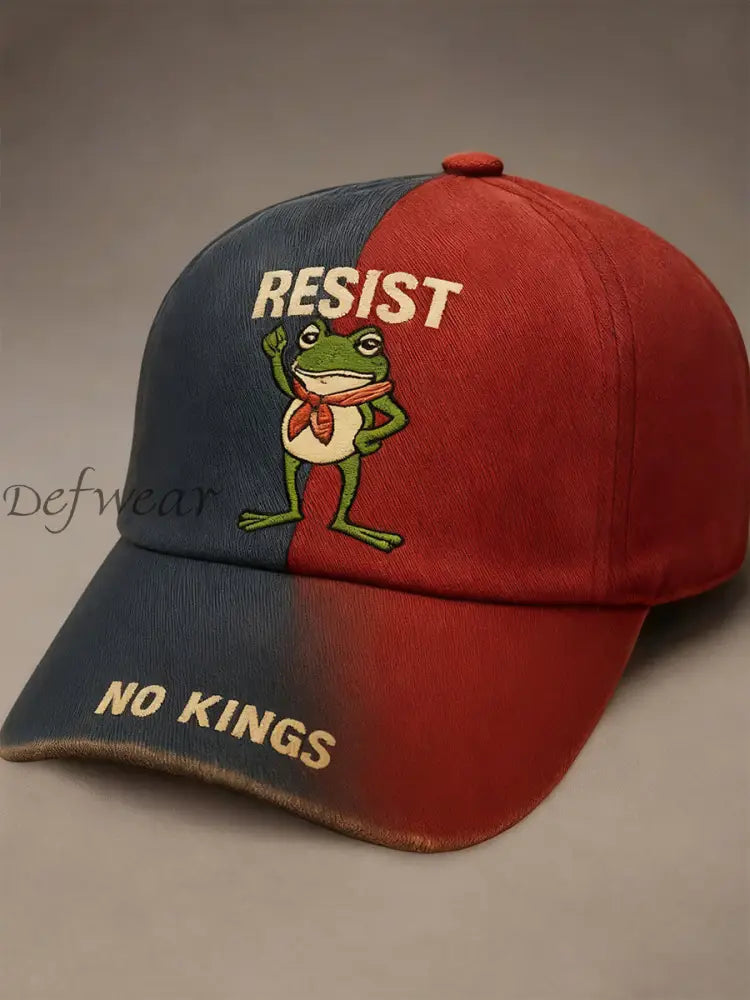 Unisex Resist Frog No Kings In America Printed Hat As picture / S