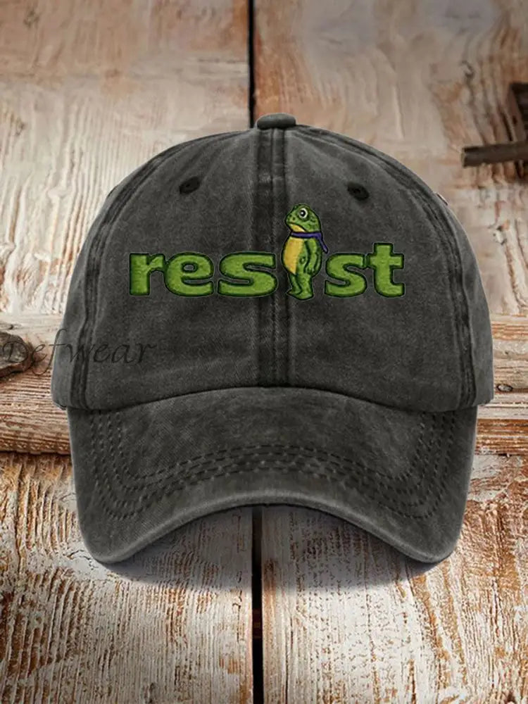 Unisex Resist Frog Print Hat Black / ONE
