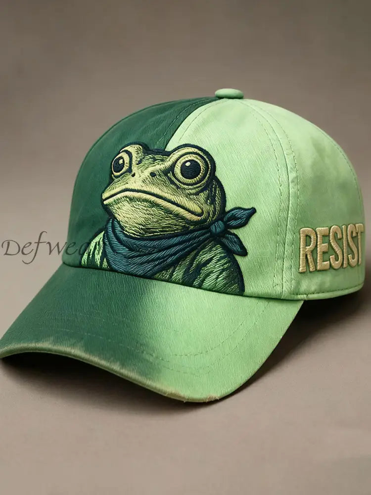 Unisex Resist Frog Print Hat Green / ONE