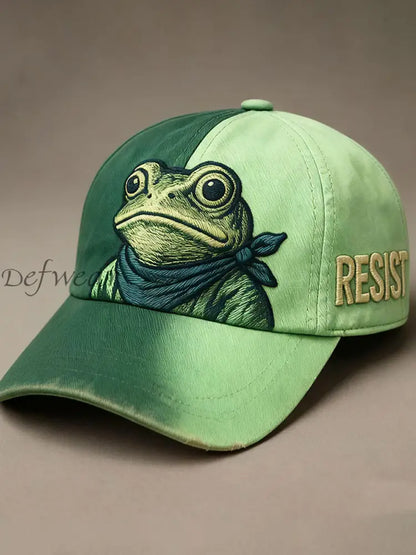 Unisex Resist Frog Print Hat Green / ONE