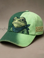 Unisex Resist Frog Print Hat Green / ONE