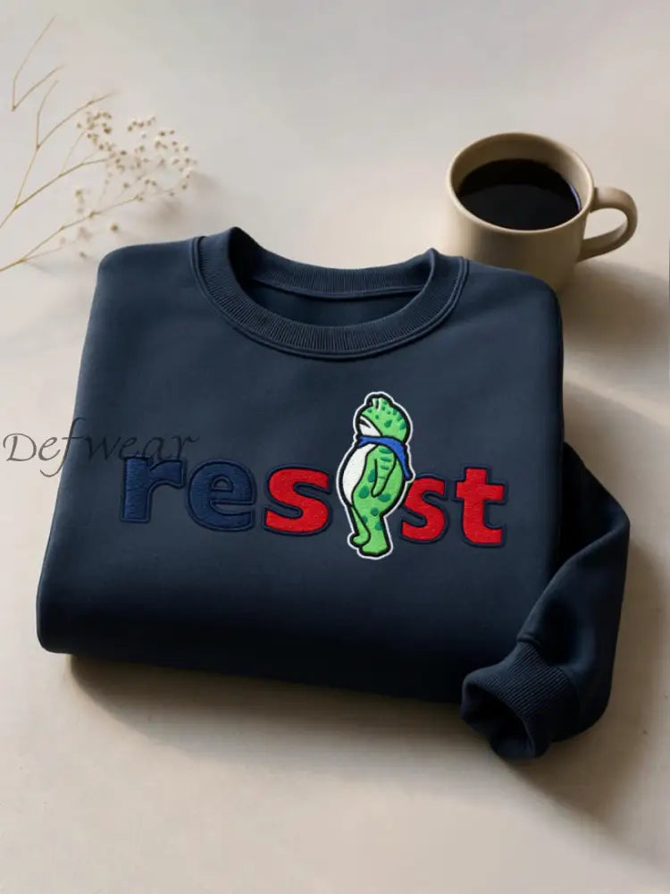 Unisex Resist Portland Frog Sweatshirt Navy Blue / S