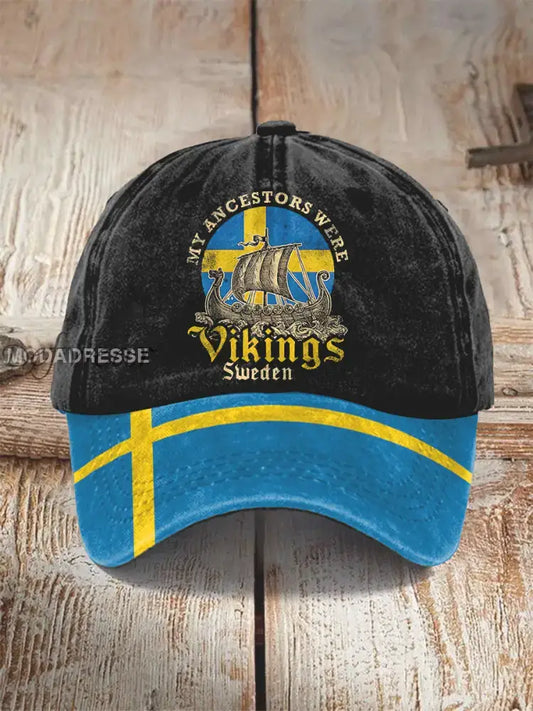 Unisex Sverige Vikingskepp tryckt kapsle som bild / JM Ny Ankomst